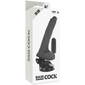 BASECOCK - REALISTLIK KAUGJUHITAV VIBRAATOR KOOS TESTIKLITEGA 20 CM